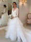 Delicated Lace V Neck Ball Gown Wedding Dresses Layered Tulle Wedding Dress WD1935
