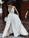 Stunning V-neck Satin Wedding Dresses A-line Bridal Gowns WD199