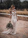 Stunning Bateau Lace Wedding Dresses Sheath Long Sleeves Gowns WD201