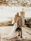 Romantic Long Lace Wedding Dresses Sheath Boho Gowns WD202