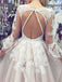 Romantic V-neck Long Wedding Dresses A-line Long Sleeves Gowns WD209