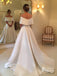 Chic Satin Off-the-shoulder A-line Wedding Dresses With Sweep Train WD214