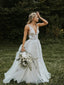 Marvelous V-neck A-line Wedding Dresses Appliques Tulle Bridal Gowns WD221