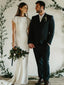 Simple Jersey Sheath Wedding Dresses With Cap Sleeves Gown WD239