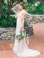Fantastic Bateau Lace wedding Dresses Cap Sleeves Long Sheath Bridal Gowns WD250