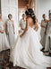 Alluring V-neck A-line Wedding Dresses Appliqued Tulle Bridal Gowns WD258