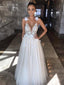 Shining Beaded A-line Wedding Dresses Tulle Spaghetti Straps Gowns WD259