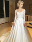 Fantastic Off-the-shoulder A-line Wedding Dresses Satin Appliqued Gowns WD271