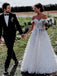 Alluring Off-the-shoulder A-line Wedding Dresses Lace Appliqued Gowns WD274