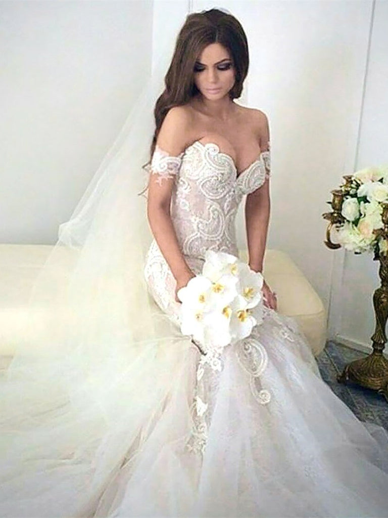 Charming Sweetheart Mermaid Wedding Dresses With Appliques WD275