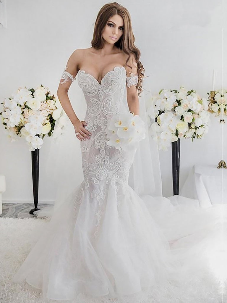 Charming Sweetheart Mermaid Wedding Dresses With Appliques WD275