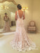 Glamorous Lace V-neck Mermaid Long Wedding Dresses With Beaded WD280