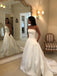 Simple Satin Wedding Dresses A-line Strapless Bridal Gowns WD281