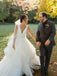 Fashion V-neck A-line Wedding Dresses Tulle Bridal Gowns With Beads WD290