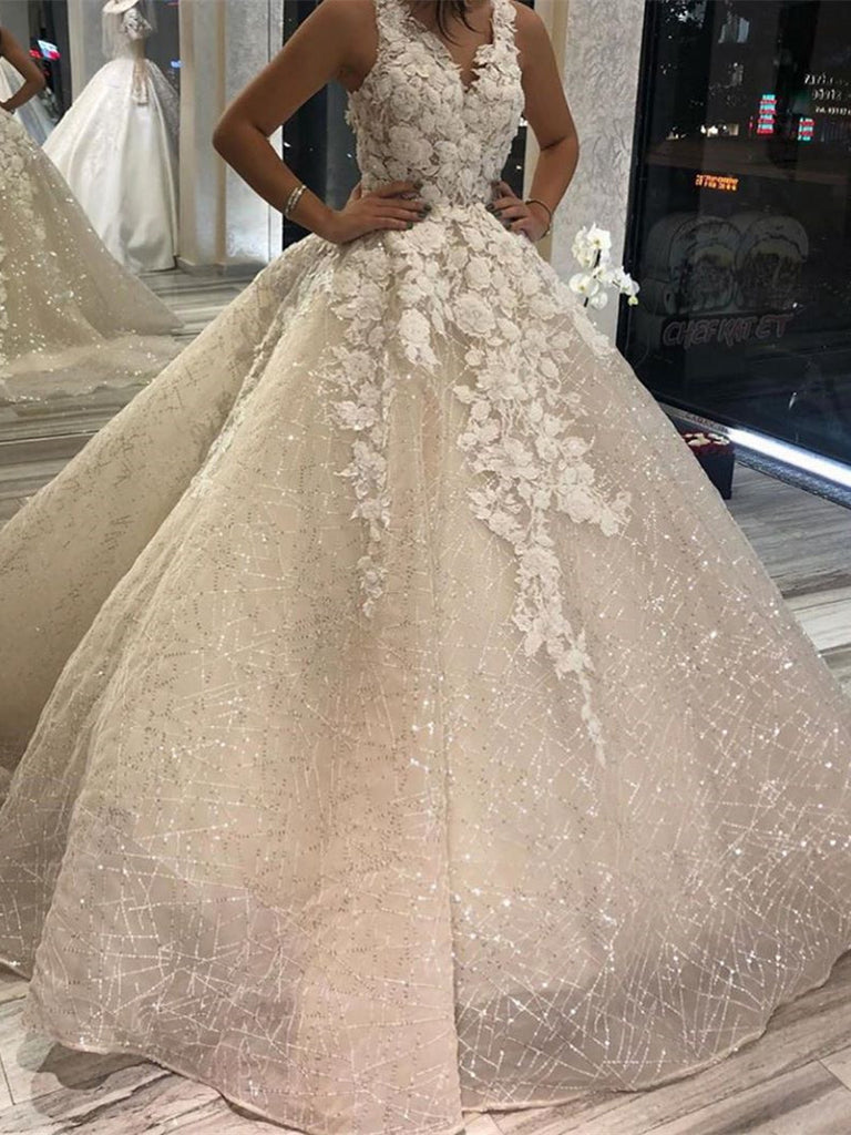 AHU – Sparkle A Line Bridal Gown - Booming Moda®