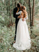 Elegant V-neck Tulle Wedding Dresses Lace A-line Bridal Gowns WD296