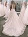 V-neck Tulle A-line Wedding Dresses With Appliques WD305