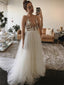 Sexy Tulle Wedding Dresses Lace Appliqued A-line Bridal Gowns WD333