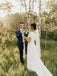 Simple Chiffon Sweep Train with sleeves  A-line V-neck Gown Wedding Dresses WD340