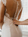 Appliqued Lace Mermaid V-neck Neckline Sleeveless  Beads Sweep Train Wedding Dresses  WD341