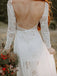 Fabulous Backless Lace Illusion Longsleeves Wedding Dresses A-Line Bridal Gowns WD358