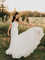 Elegant Lace Satin Strapless Sweep Train Backless Mermaid Wedding Dresses WD373