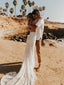 Elegant Lace Halter Backless V-Neck Floor-length Mermaid Wedding Dress WD383