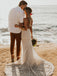 Elegant Lace Halter Backless V-Neck Floor-length Mermaid Wedding Dress WD383