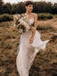 Simple Chiffon 2 Pieces Spaghetti Straps Wedding Dresses A-line V-Neck Gowns WD384