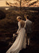 Simple Lace Chiffon A-line Backless Wedding Dresses Country With Long Sleeves Gowns WD388