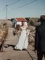 Attractive V-neck  A-line Wedding Dresses Appliqued Chapel Train Bridal Gowns WD390