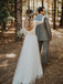 Elegant Simple Long Sleeves A-line Wedding Dresses Tulle Bridal Gowns WD398