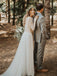 Elegant Simple Long Sleeves A-line Wedding Dresses Tulle Bridal Gowns WD398