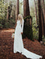 Elegant Longsleeves Back-V Satin Wedding Dresses Beaded Mermaid  Bridal Gowns WD399