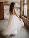 Simple Backless Tulle Wedding Dresses A-line Appliqued Bridal Gowns WD412