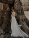 Fabulous Tulle Appliqued Mermaid V-Neck Cap Sleeves Sweep Train Wedding Dresses  WD417