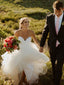 Floaty Sweetheart Strapless A-line Bridal Dresses Appliqued Wedding Gowns WD419
