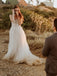 Dreamy Tulle Spaghetti Straps V-Neck A-line Wedding Dresses With Appliques WD423