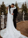 Elegant Lace Satin Mermaid Longsleeves Appliques Sweep Train Wedding Dresses  WD429