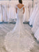 Elegant Lace Appliuqed Off-the-shoulder Neckline Court Train Mermaid Wedding Dresses WD431