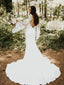 Fabulous Longsleeves V-Neck Wedding Dresses Backless Sweep Train Bridal Gowns WD436