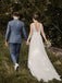 Simple Chiffon V-Neck A-line Sweep Train Wedding Dresses Backless Bridal Gowns WD438