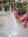 Elegant Sweetheart Off-The-Shoulder Satin Sweep Train Wedding Dresses Chiffon Gowns WD439