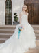 Simple Strapless Off-The-Shoulder Tulle Tiered Princess Wedding Dresses Gowns WD443