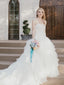 Simple Strapless Off-The-Shoulder Tulle Tiered Princess Wedding Dresses Gowns WD443