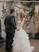 Simple Strapless Off-The-Shoulder Tulle Tiered Princess Wedding Dresses Gowns WD443