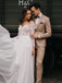Elegant Chiffon A-line Lace Wedding Dresses with Long Sleeves Gowns WD472