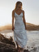 A-Line Lace Backless V-Neck Spaghetti Straps Wedding Dress WD475