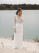 Elegant Illusion Long Sleeves V-Neck Tulle Backless Wedding Dresses  WD480