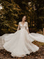 Elegant A-line Lace Long Sleeves Backless Wedding Dresses WD481